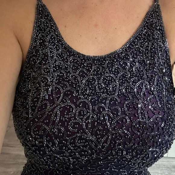 Cache Maxi Gown Dress 100% Silk Slip Beaded Pink Purple Formal 90s Y2K Small - Picture 3 of 17